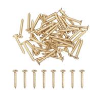 sourcing map 50Pcs ST4 x 35mm Pan Head Self Tapping Screws, Galvanized Carbon Steel Self Drilling Screws for Metal Sheet Metal Screw, Gold