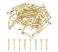 sourcing map 50Pcs ST4 x 40mm Pan Head Self Tapping Screws, Galvanized Carbon Steel Self Drilling Screws for Metal Sheet Metal Screw, Gold