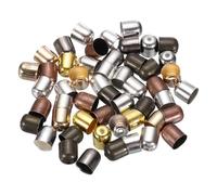 sourcing map 50Pcs Tassel Leather Cords Buckle End Tip Cap, Leather & Metal Cord Ends Suede Fiber Crimps Beads Caps for Jewelry Making DIY Pendant Bracelet Necklace, Mixed Colors (8x9mm)