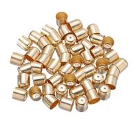 sourcing map 50Pcs Tassel Leather Cords Buckle End Tip Cap, Leather & Metal Cord Ends Suede Fiber Crimps Beads Caps for Jewelry Making DIY Pendant Bracelet Necklace, Bright Gold (10x11mm)