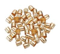 sourcing map 50Pcs Tassel Leather Cords Buckle End Tip Cap, Leather & Metal Cord Ends Suede Fiber Crimps Beads Caps for Jewelry Making DIY Pendant Bracelet Necklace, Bright Gold (8x9mm)