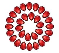 sourcing map 50Pcs Teardrop Rhinestones 10 x 14 mm Resin Pointed Back Rhinestone Beads Gems for Jewelry Making Costume Crystal Embellishments Crafts, Red
