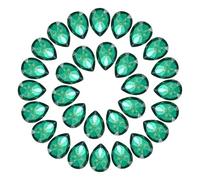 sourcing map 50Pcs Teardrop Rhinestones 10 x 14 mm Resin Pointed Back Rhinestone Beads Gems for Jewelry Making Costume Crystal Embellishments Crafts, Green
