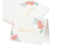 sourcing map 50Pcs Thank You Cards, 5.9"x7.9" Floral Folded Blank Cardstock, Thank You Notes for Greeting Cards Wedding Graduation Birthday DIY Craft Invitations, Twin Daisy Leaf Style