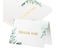 sourcing map 50Pcs Thank You Cards, 5.9"x7.9" Floral Folded Blank Cardstock, Thank You Notes for Greeting Cards Wedding Graduation Birthday DIY Craft Invitations, Twin Leaf Style