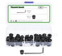 sourcing map 50Pcs Threaded Inserts, M6-1x10 Zinc Plated Carbon Steel Hex Socket Drive Screw-in Nut Threaded Inserts for Wood Working Tools and Accessories
