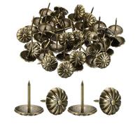 sourcing map 50Pcs Thumb Tacks, 3/4"x7/8" Flower Head Upholstery Push Pins, Decorative Nails for Wood Wall Furniture, Bronze