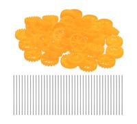sourcing map 50pcs Toy Car Wheels, 30mmx8mm Plastic Roll and 2mmx100mm Shaft Round Rod Axles for DIY RC Car Truck Boat Helicopter Model Part, Yellow