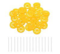 sourcing map 50pcs Toy Car Wheels, 30mmx8mm Plastic Roll and 2mmx50mm Shaft Round Rod Axles for DIY RC Car Truck Boat Helicopter Model Part, Yellow