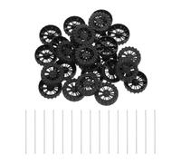 sourcing map 50pcs Toy Car Wheels, 30mmx8mm Plastic Roll and 2mmx50mm Shaft Round Rod Axles for DIY RC Car Truck Boat Helicopter Model Part, Black