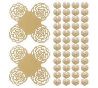 sourcing map 50PCS Truffle Wrappers, 4 Inch Paper Chocolate Candy Wrappers Rose Hollow Out Dessert Tray Square Baking Cups for Wedding Birthday Party Events Dessert Shops, Light Gold