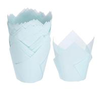 sourcing map 50pcs Tulip Cupcake Liners Greaseproof Baking Cups Paper Cupcake Wrappers Holders for Parties Weddings Birthdays, Blue