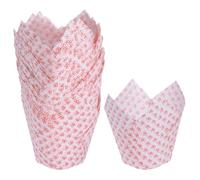 sourcing map 50pcs Tulip Cupcake Liners Greaseproof Baking Cups Paper Cupcake Wrappers Holders for Parties Weddings Birthdays, Heart-Shaped