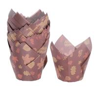 sourcing map 50pcs Tulip Cupcake Liners Greaseproof Baking Cups Paper Cupcake Wrappers Holders for Parties Weddings Birthdays, Dark Maple Leaf