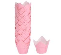 sourcing map 50pcs Tulip Cupcake Liners Greaseproof Baking Cups Paper Cupcake Wrappers Holders for Parties Weddings Birthdays, Pink