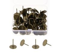 sourcing map 50Pcs Upholstery Thumb Tacks, 19mm x 25mm Flat Head Push Pins, Upholstery Tacks Decorative Nails for Wood Wall Furniture, Bronze