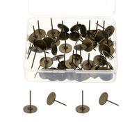 sourcing map 50Pcs Upholstery Thumb Tacks, 19mm x 30mm Flat Head Push Pins, Upholstery Tacks Decorative Nails for Wood Wall Furniture, Bronze