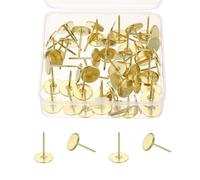 sourcing map 50Pcs Upholstery Thumb Tacks, 5/8" x 1" Flat Head Upholstery Push Pins Decorative Nails for Wood Wall Furniture, Gold
