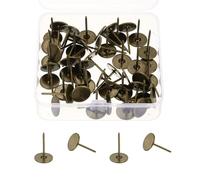 sourcing map 50Pcs Upholstery Thumb Tacks, 5/8" x 1" Flat Head Upholstery Push Pins Decorative Nails for Wood Wall Furniture, Bronze