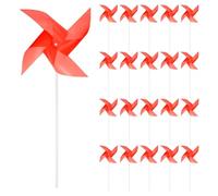 sourcing map 50pcs Windmills for the Yard Garden 15" x 7.5" 4 Leaves Pinwheels Wind Mills Spinners Windproof Waterproof Bird Devices with Stakes for Patio Decor, Red