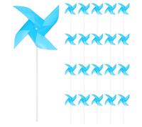 sourcing map 50pcs Windmills for the Yard Garden 15" x 7.5" 4 Leaves Pinwheels Wind Mills Spinners Windproof Waterproof Bird Devices with Stakes for Patio Decor, Light Blue