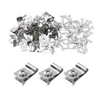 sourcing map 50pcs Wire Fence Clips 0.12" Stainless Steel Fence Wire Clamps Agricultural Fencing Mounting Clips with 50pcs Screws for Mounting 12-16 Gauge Wires to Wood Metal or Vinyl Fence