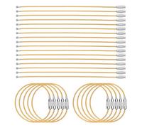 sourcing map 50pcs Wire Keychain Cable 6" Plastic Coated 2mm Stainless Steel Key Ring Cable Loop Rings for Women Hanging Luggage Tags Keychains Key ID Tags, Yellow