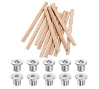 sourcing map 50Pcs Wood Dowel Pins, 25/64" x 5 1/2" Wooden Dowel Rods Straight Grooved Pins with 19Pcs Solid Hollow Dowels Tenon Center Transfer Plugs for Furniture Woodworking DIY Project