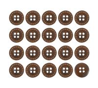 sourcing map 50Pcs Wooden Buttons, 18mm 4 Hole Round Wood Button Wood Sewing Button Dotted Line Pattern for Sewing DIY Craft Clothing, Dark Brown