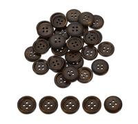 sourcing map 50Pcs Wooden Buttons, 20mm(13/16") 4 Hole Round Wood Sewing Button Craft Flatback for Sewing DIY Craft Clothing, Dark Brown