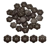 sourcing map 50Pcs Wooden Buttons, 20mm Flower Shape Wood Buttons 2 Hole Decorative Sewing Buttons for Sewing DIY Craft Clothing Handmade, Dark Brown