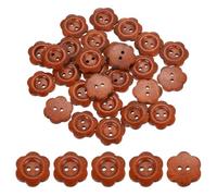 sourcing map 50Pcs Wooden Buttons, 20mm Flower Shape Wood Buttons 2 Hole Decorative Sewing Buttons for Sewing DIY Craft Clothing Handmade, Red Brown