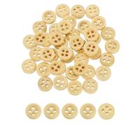 sourcing map 50Pcs Wooden Buttons, 9mm(3/8") 4 Hole Round Wood Sewing Button Craft Flatback for Sewing DIY Craft Clothing, Natural Wood