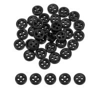 sourcing map 50Pcs Wooden Buttons, 9mm(3/8") 4 Hole Round Wood Sewing Buttons Craft Flatback for Sewing DIY Craft Clothing, Black