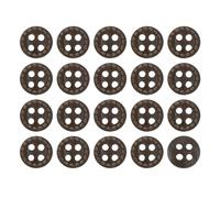 sourcing map 50Pcs Wooden Buttons, 9mm 4 Hole Round Wood Button Wood Sewing Button Dotted Line Pattern for Sewing DIY Craft Clothing, Dark Brown