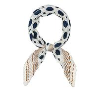 sourcing map 50s Pleated Neck Scarf for Women Rhombus Handkerchief Polka Dots Bandana Hair Wraps Headbands Navy Blue Dot 102x45cm/40x18 inches(LxW)