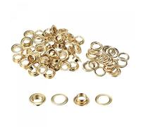 sourcing map 50Set 10.5mm Hole Copper Grommets Eyelets Gold Tone for Fabric Leather Canvas Curtain Clothing