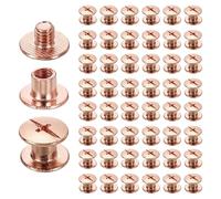 sourcing map 50set Chicago Screw M4 x 5mm 7mm Length Metal Phillips Nail Rivet Stud Screw Bolts Rivets Binding Post Screw for DIY Leather Belt Bag Craft Bookbinding, Rose Gold