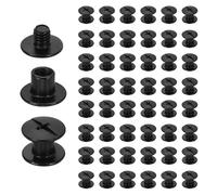 sourcing map 50set Chicago Screw M4 x 5mm 7mm Length Metal Phillips Nail Rivet Stud Screw Bolts Rivets Binding Post Screw for DIY Leather Belt Bag Craft Bookbinding, Black