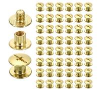 sourcing map 50set Chicago Screw M4 x 5mm 7mm Length Metal Phillips Nail Rivet Stud Screw Bolts Rivets Binding Post Screw for DIY Leather Belt Bag Craft Bookbinding, Gold