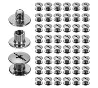 sourcing map 50set Chicago Screw M4 x 5mm 7mm Length Metal Phillips Nail Rivet Stud Screw Bolts Rivets Binding Post Screw for DIY Leather Belt Bag Craft Bookbinding, Gun Black
