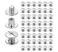 sourcing map 50set Chicago Screw M4 x 5mm 7mm Length Metal Phillips Nail Rivet Stud Screw Bolts Rivets Binding Post Screw for DIY Leather Belt Bag Craft Bookbinding, White