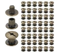 sourcing map 50set Chicago Screw M4 x 5mm 7mm Length Metal Phillips Nail Rivet Stud Screw Bolts Rivets Binding Post Screw for DIY Leather Belt Bag Craft Bookbinding, Bronze