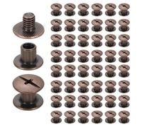 sourcing map 50set Chicago Screw M4 x 5mm 7mm Length Metal Phillips Nail Rivet Stud Screw Bolts Rivets Binding Post Screw for DIY Leather Belt Bag Craft Bookbinding, Red Copper