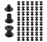 sourcing map 50set Chicago Screw M4 x 8mm 10mm Length Metal Phillips Nail Rivet Stud Screw Bolts Rivets Binding Post Screw for DIY Leather Belt Bag Craft Bookbinding, Black