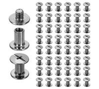 sourcing map 50set Chicago Screw M4 x 8mm 10mm Length Metal Phillips Nail Rivet Stud Screw Bolts Rivets Binding Post Screw for DIY Leather Belt Bag Craft Bookbinding, Gun Black