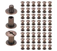 sourcing map 50set Chicago Screw M4 x 8mm 10mm Length Metal Phillips Nail Rivet Stud Screw Bolts Rivets Binding Post Screw for DIY Leather Belt Bag Craft Bookbinding, Red Copper