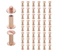 sourcing map 50set Chicago Screw M5 x 15mm 17mm Length Metal Phillips Nail Rivet Stud Screw Bolts Rivets Binding Post Screw for DIY Leather Belt Bag Craft Bookbinding, Rose Gold