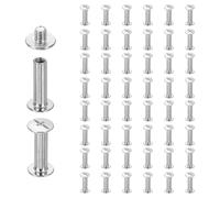 sourcing map 50set Chicago Screw M5 x 18mm 20mm Length Metal Phillips Nail Rivet Stud Screw Bolts Rivets Binding Post Screw for DIY Leather Belt Bag Craft Bookbinding, White