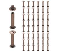 sourcing map 50set Chicago Screw M5 x 25mm 27mm Length Metal Phillips Nail Rivet Stud Screw Bolts Rivets Binding Post Screw for DIY Leather Belt Bag Craft Bookbinding, Red Copper